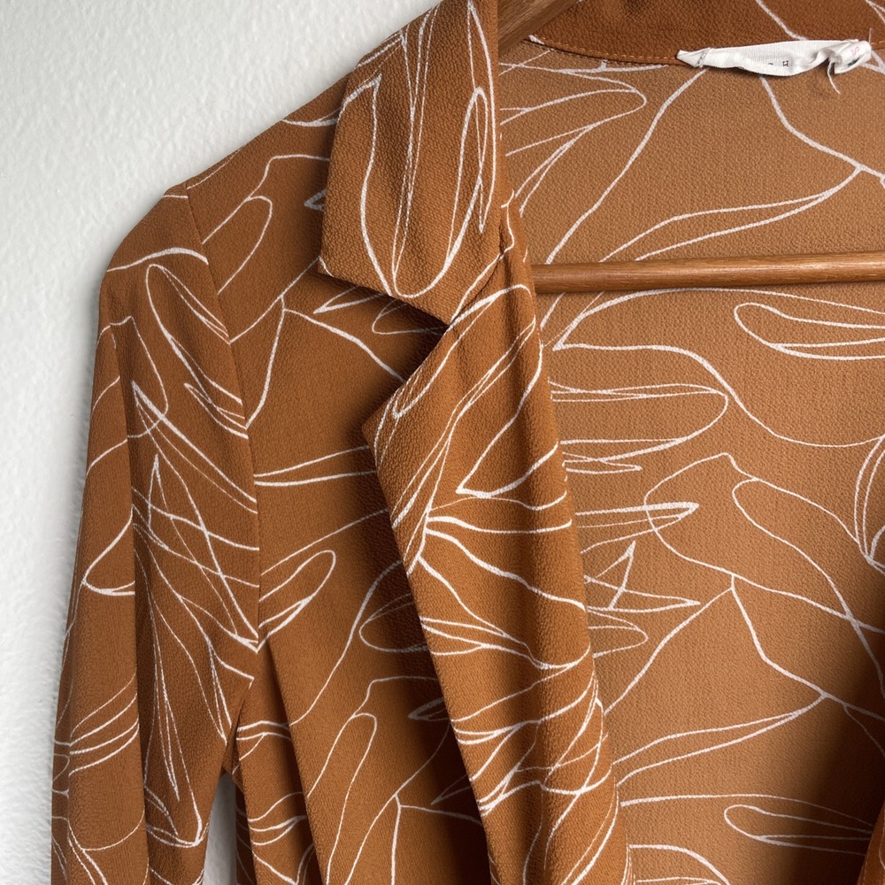 LUSH Women S Burnt Orange Surplice Blouse Boho Abstract Print Faux Wrap - Picture 5 of 14